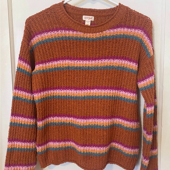 Girls XL 14/16 Cat & Jack Multicolor Striped Sweater - Picture 2 of 3